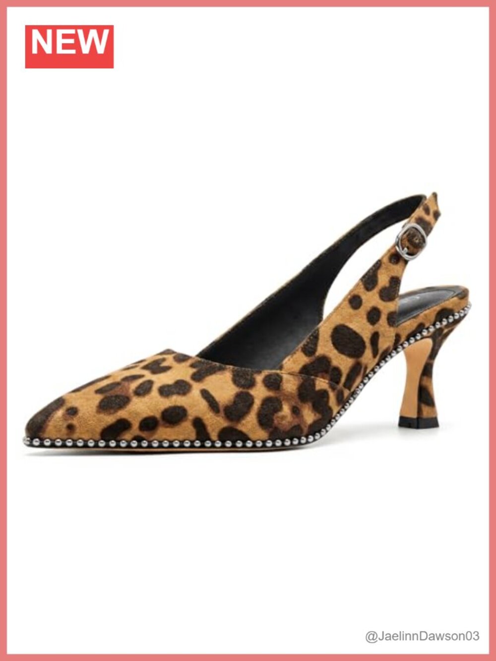 Womens Slingback Kitten Heels Closed Pointed Toe Pumps Beaded Faux Leather